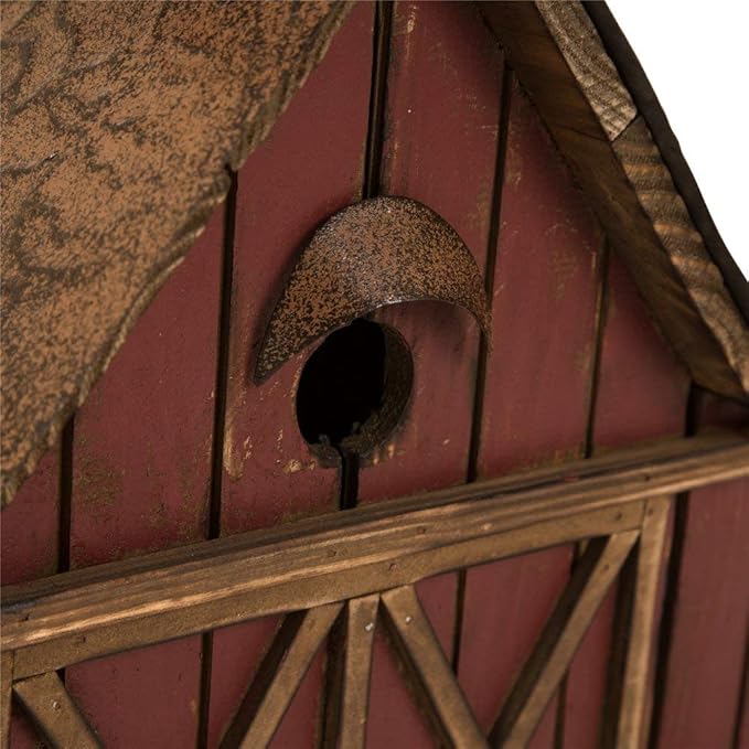 Glitzhome Bird Houses for Outdoors, 20.67" H Rustic Wooden Bird House Barn Design Hand Painted Birdhouse Extra-Large Bird Houses for Outsides