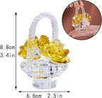 H&D HYALINE & DORA Crystal Flower Basket Figurine Collectable Ornaments Home Decor Tabletop Centerpiece Gift for Lady，Yellow Color