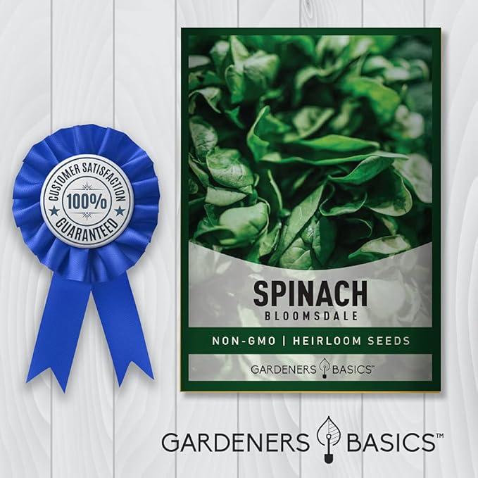 Gardeners Basics, Bloomsdale Spinach Seeds for Planting is A Great Heirloom, Non-GMO Vegetable Variety- Great for Indoor, Outdoor and Hydroponics Gardening