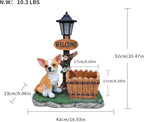 Animal Outdoor Statue Planter Solar Light Welcome Garden Sculpture Resin Flower Pot Decorative Porch Patio Yard Lawn Entryway Figurine with LED Lamp Rustic Plant Holder Ornament Courtyard (H)