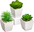 Briful 3PCS Fake Succulents for Farmhouse Tiered Tray Decor Smaller Artificial Potted Plants Faux Plants Indoor Bookshelf Decor House Plants Tabletop Decor in White Ceramic Pot