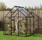 6x4 FT Polycarbonate Greenhouse with Hygrometer, Easy Setup Small Greenhouse for Outdoors Plant Gardening, Heavy Duty Green House Outside with Aluminum Frame Lockable Door & Vented Roof Window