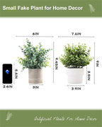 Coferset Small Fake Plants 7.45” Eucalyptus Potted Artificial Eucalyptus Plant for Bedroom Kitchen House Living Room Shelves Farmhouse Table Office Desk Bathroom Home Indoor Decor (Green)