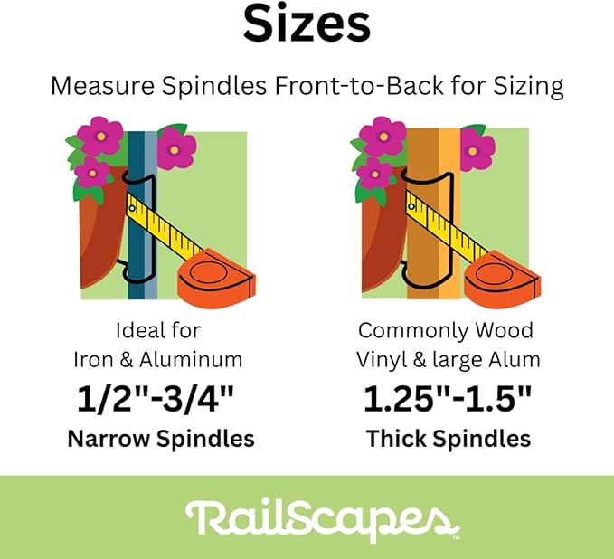 Railscapes Floating Railing Plant Clip for 1.25” - 1.5” Thick Spindles