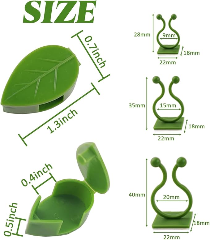 GXXMEI 200PCS Plant Climbing Wall Fixture Clips Self-Adhesive Hook Vines Traction Clips Invisible Holder Garden Green Leaf Simulation Self-Adhesive Hook Wire Fixing Supporting