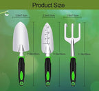 Garden Tool Set, 3 Piece Gardening Tools Includes Garden Trowel, Transplant Trowel and Hand Rake with Non-Slip Ergonomic Handle, Heavy Duty Gardening Kit for Gardening Planting, Gardening Gifts