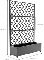Metal Raised Garden Bed with Trellis and Wheels, 72"x47" Planter Box for Climbing Plants, Vegetables & Vines, Features Drainage Holes and Privacy Screen
