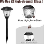 BEAU JARDIN 8 Pack Solar Pathway Lights Outdoor Solar Powered Light Waterproof Glass High Lumen for Garden Landscape Path Yard Walkway Patio Driveway Outside White Color Changing Black