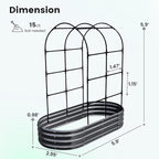 KING BIRD Raised Garden Bed with Arched Trellis Galvanized Planter Garden Box Outdoor for Gardening, Climbing Vegetables, Flowers, Dark Grey, 5.9x2.95x0.98 Ft