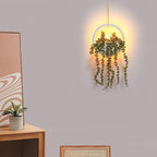 Comtelek 2pcs Artificial Hanging Plants with Lights Fake Succulents Plant in Pot Boho Wall Decor Fake String of Pearls with Lanyard for Bathroom Living Room Home Balcony Ceiling (White)