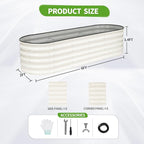 Galvanized Raised Garden Bed - 6x2x1.4FT Metal Planter Boxes Outdoor | Oval Steel Raised Bed Kit for Gardening with Protective Tape, Gloves for Vegetables, Flower, Herb (White)