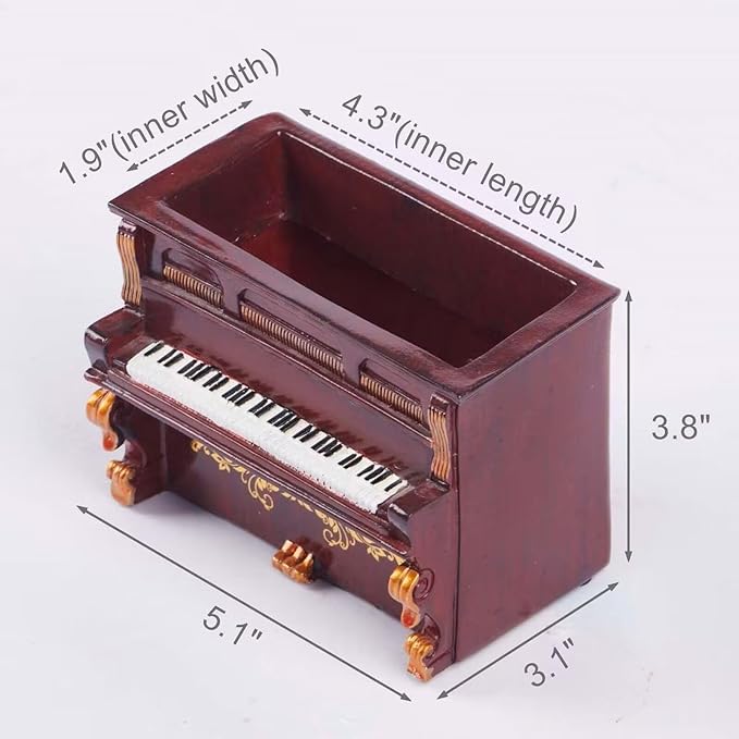 Piano Decorative Planter Plant Gift - Desk Decor Succulent Pot for Indoor Plants Piano Home Shelf Office Decor Small Flower Pot with Drainage