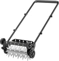 Lineware 18-Inch Lawn Aerator,Heavy Duty Push Spike Aerator with 4 Wheels,Aerator Lawn Tool with Steel Handle, Manual Aerator Lawn Tool with Foam Armrests, Suitable for Lawn, Garden and Yard