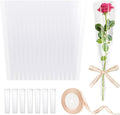 100 Set Floral Water Tubes with Single Rose Sleeve Flower Bouquet Bags Plastic Floral Vials Stem Water Tube Small Rose Water Holder Flower Wrapping Bags Rose Water Holder Florist Supplies