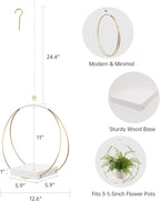 hismocal Hanging Planters for Indoor Plants, Plant Hanger with Sturdy Wood Base,Modern Boho Macrame Plant Hanger,Wall Ceiling Window Stands(Plants/Pots Not Included)