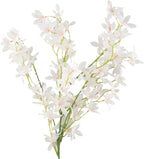 Artificial Orchid Flower Single Branch Dancing Oncidium Silk Material Lifelike Arrangement 74CM Tall For Wedding Home Office Living Room Decor(White)