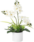 Garvee Real Touch Silk Phalaenopsis Orchid Artificial Flowers - 3 Stems Faux Orchid Bough with Vase, Lifelike Large Fake Flowers in Pot for Home Decor Living Room Bedroom Office Tabletop