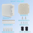 Waterproof Junction Box, ABS Plastic Electrical Box with Stainless Steel Latch, Hinged Cover Electric Project Enclosure Box with Mounting Plate, Wall Brackets & Cable Gland 5.9"x5.9"x3.5"