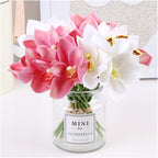 3 Bunches of 18 Tactile cymbidium Orchids Small Bunches of Flowers Hand-Tied Flowers Home Living Room Table Decoration Artificial Flowers Ornaments(Milk)