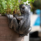 Frog Flower Pot Hugger Figurines, Frog Statue Decor for Garden Yard Fence Balcony Home Plant Décor Gifts