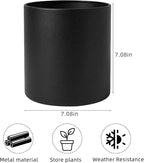 Metal Plant Pot with Drainage Hole,Mid Century Modern 7 inch Round Pot Indoor Outdoor Planters Gift for Decorative Pots of Tabletop Living Room Bedroom Black