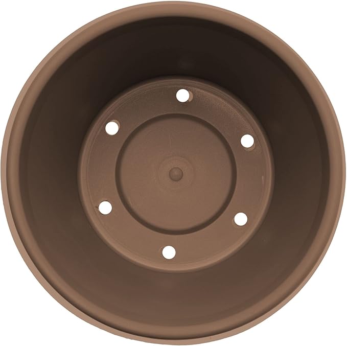 Bloem Terra Pot Round Planter: 16", Chocolate, (No Saucer Included) Matte Finish, Durable Resin, Traditional Style Pot, For Indoor and Outdoor Use, Gardening, 8 Gallon Capacity, Saucer Sold Separately
