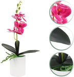 Ciieeo Realistic Artificial Potted Orchid Flower Purple Simulation Plant Bonsai for Home Tabletop Decoration Living Area Office Faux Orchid Pot Ornament