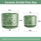 6+5 Inch Orchid Pots with Holes, Ceramic Orchid Pots for Repotting, Healthy Air Circulation Plant Pots for Plant Lovers, Planters for Indoor Plants -2 Pack