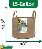 Smart Pot 5 Count Soft-Sided Fabric Garden Plant Container Aeration Planter Pots Tan with Strap Handles, 15 gal