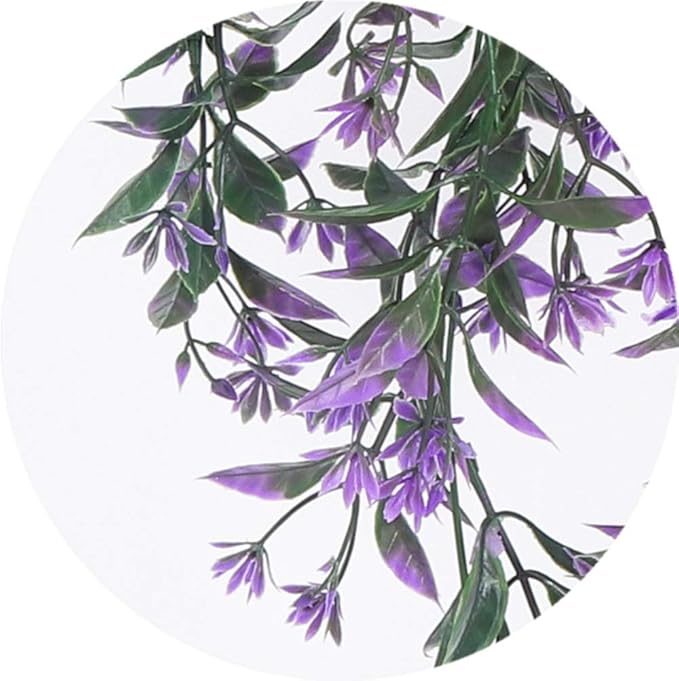 PASYOU Artificial Ivy, Hanging Vine Plastic Plants Grass Leaves Foliage Vines, UV Resistant Greenery Fake Flowers for Home Indoor Outdoor Garden Door Wall Wedding Party DIY Decoration - Purple 2 Pack
