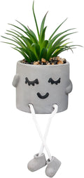Cute Artificial Succulents Plants in Cement Pots with Hanging Legs - Small Fakeplants Kitchen Shelves Decor, Bathroom Shelf Decoration, Shelf Decoration Accents, Office Wall Decor - Set of 1