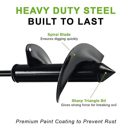 Auger Drill Bit for Planting 3 x 7 Inch, Garden Auger Spiral Bit Bulb Planter Tool Drill Auger for Planting Bulb, Bedding, Post or Umbrella Hole Digger for 3/8" Hex Drive
