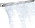 Pool Waterfall Fountains, Stainless Steel Rectangular Pool Waterfall Spillway with Pipe Connector for Indoor/Outdoor Decorative (59.1 Inch)