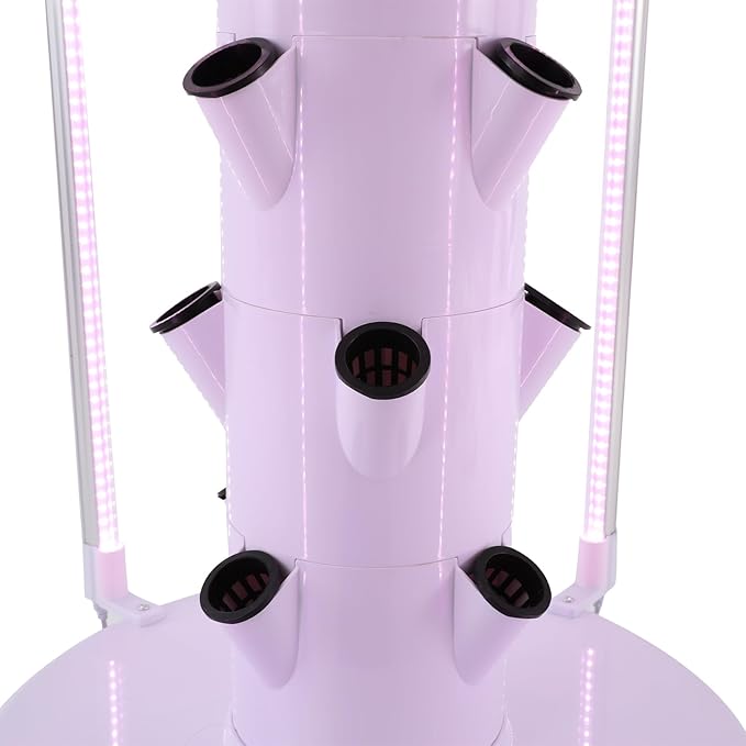 Growing Tower, 28-Plant Hydroponic Indoor Vertical Garden Kit with LED Lighting and 24-Hour Cycle Timer, Hydroponics Growing Tower for Gardens, Farms, School Research Rooms (White and Black)