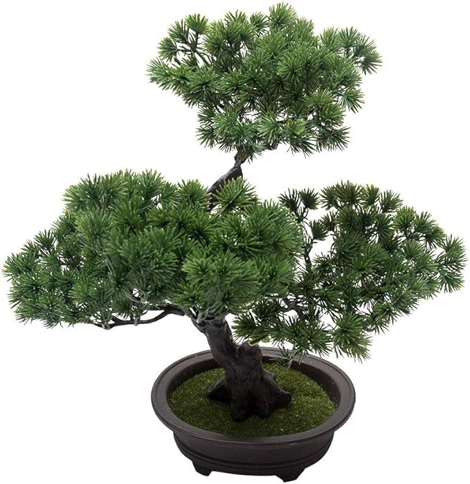 Artificial Bonsai Pine Tree, Plastic Simulation Potted Plant DIY Decorative Bonsai, Desk Display Fake Tree Pot Ornaments Home Office Bedroom Living Room Farmhouse Decorations(Style 3)