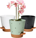 Vanslogreen Orchid Pots with Holes, 6 Inch Self Watering Orchid Pot 3 Pack Plastic Plant Pots for Orchid, Flower (Multicolor)