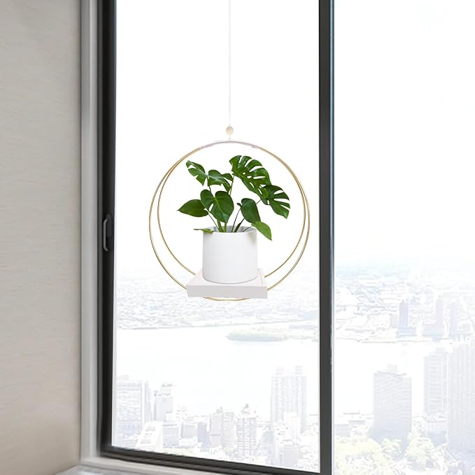 hismocal Hanging Planters for Indoor Plants, Plant Hanger with Sturdy Wood Base,Modern Boho Macrame Plant Hanger,Wall Ceiling Window Stands(Plants/Pots Not Included)