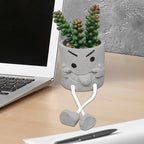 Zerzsy Artificialplant Succulents in Cement Pots with Hanging Leg, Kitchen Shelf Decor, Bathroom Shelf Decoraion, Home Sheves Decoration Accents, Office Wall Decor - Set of 1
