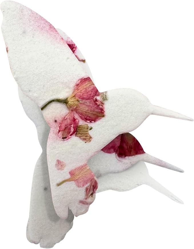 Set of 24 Pink Hummingbird Seed Paper – Writable & Plantable Wildflower with Envelopes & Planting Guides, Gift for Plant Lover, Use for Funeral, Memorial, & Celebration of Life