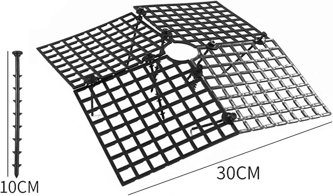 Plant Pot Grids 6PCS Plant Pot Soil Guard with Nails Grid Flower Cover Baby Safety Mouse Garden Home Protector(Black M Square)