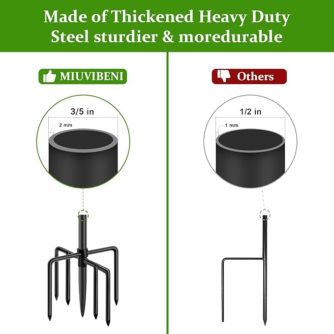 Shepherds Hooks for Outdoor with 7 Base Prongs, 72 Inches Heavy Duty Garden Bird Feeder Pole for Hanging Bird Feeder, Plant Baskets, Solar Light Lanterns, Outdoor Plant Hanger Hook,2 Packs