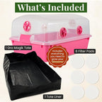 Premium Mushroom Monotub Grow Kit [XLarge, 68Q] Portable and Compact Fruiting Chamber with Plugs, Filters and Adjustable Air Vents, 22.8 x 15.7” x 12”, Pink