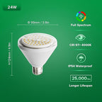 SANSI 200W Equivalent LED Grow Light Bulb, BR30 24W Full Spectrum Grow Bulb with 120° Wide Beam Angle, 4000K Daylight White IP54 Waterproof Plant Lights for Indoor Outdoor Plants