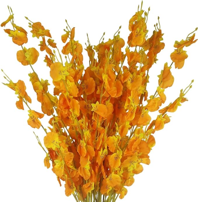 Tall Artificial Orchid Long Stem Silk Flowers 12 Pcs (Each 38.5”) for Wedding Festive Party Home Office Decoration, No Include Vase