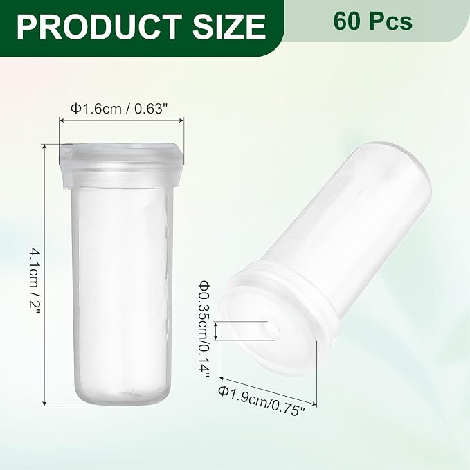 MECCANIXITY 28 Pcs Floral Water Tubes, 2 Inch Clear Flower Water Tubes Floral Vials with Plastic Caps for Fresh Flowers Arrangement Decor Milkweed Cutting Florist Supplies, Transparent
