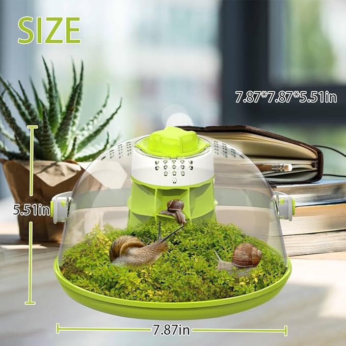 Snail Terrariums Breeding Box, Round Habitat Starter Terrarium Kit, Transparent Feeding Box, Ideal for Beetles, Spiders and Small Reptile