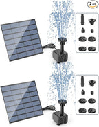 AISITIN Solar Water Pump for Water Feature Outdoor, DIY Solar Fountain Kit with 6 Nozzles and 9.8ft Power Cord, Solar Powered Water Fountain Pump for Bird Bath, Ponds, Garden, Fish Tank, 2 Packs