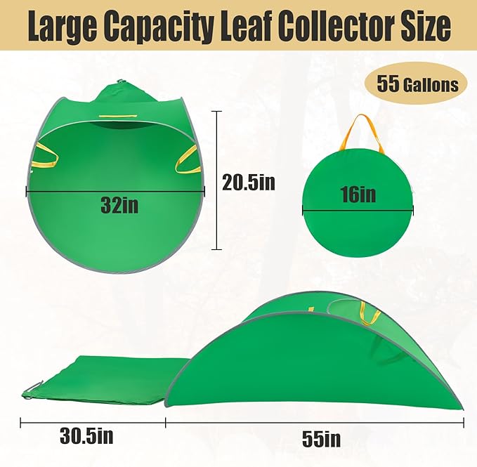 UQM Leaf Collector,Extra Large Portable Pop Up Leaf Bags, Foldable Leaf Pick Up Tools, Reusable Yard Garden Bags for Leaves Lawn Trash