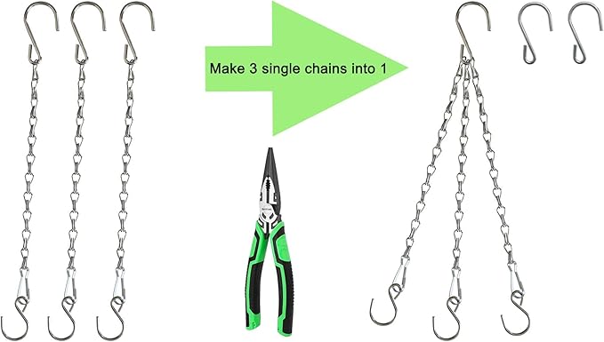 Chain for Hanging Plants,11 Inch Silver Hanging Chain, Small Hanging Basket Chain Kits with Hooks for Bird Feeder Hanging Plant Extender Porch Wind Chime (Silver, 11 Inch-12PCS)