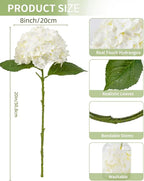 DuHouse 3Pcs Large Hydrangea Artificial Flowers,20 inch Latex Real Touch Hydrangeas Lifelike Hydrangea Flower for Home Wedding Bouquets Centerpieces Party Living Room Decoration(White)